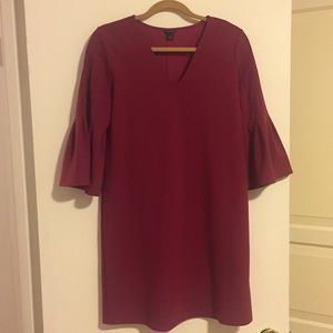 Berry colored dress with bell sleeves